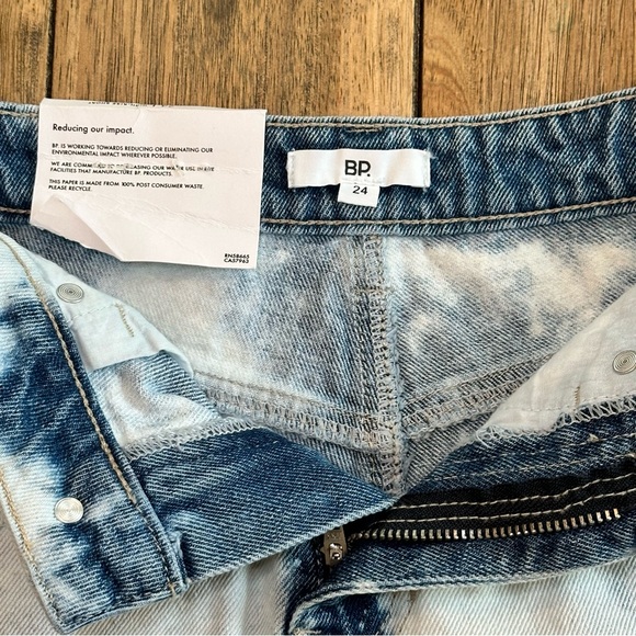 New BP Women's High Rise Distressed Bleached Cotton Ripped Denim Shorts / Sz 24 - Picture 12 of 14